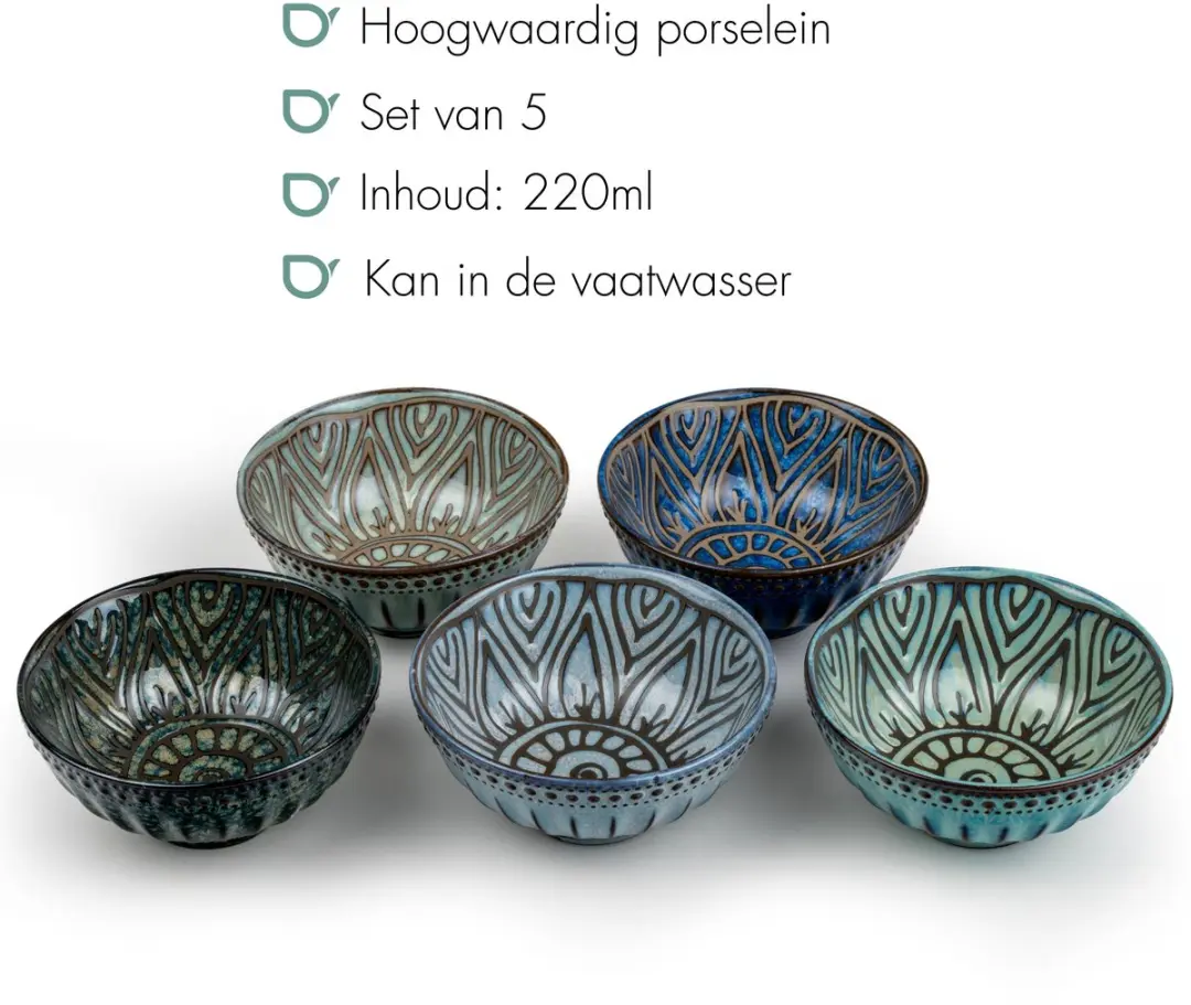 Bredemeijer Jara Theemokken Set - 5 Stuks - Blauw - 0.22L - afbeelding 6 van 6