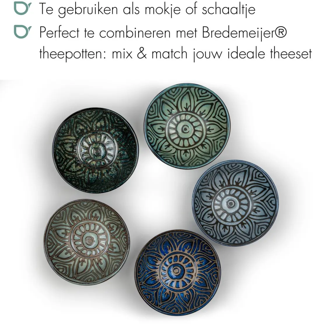 Bredemeijer Jara Theemokken Set - 5 Stuks - Blauw - 0.22L
