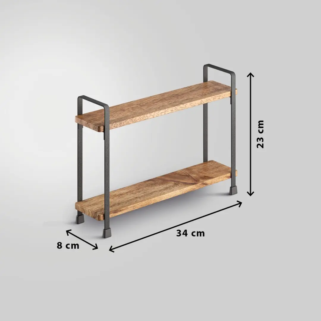 Metaltex York Lava Kruidenrek 2 etages - 8x34x23cm - Zwart/Hout