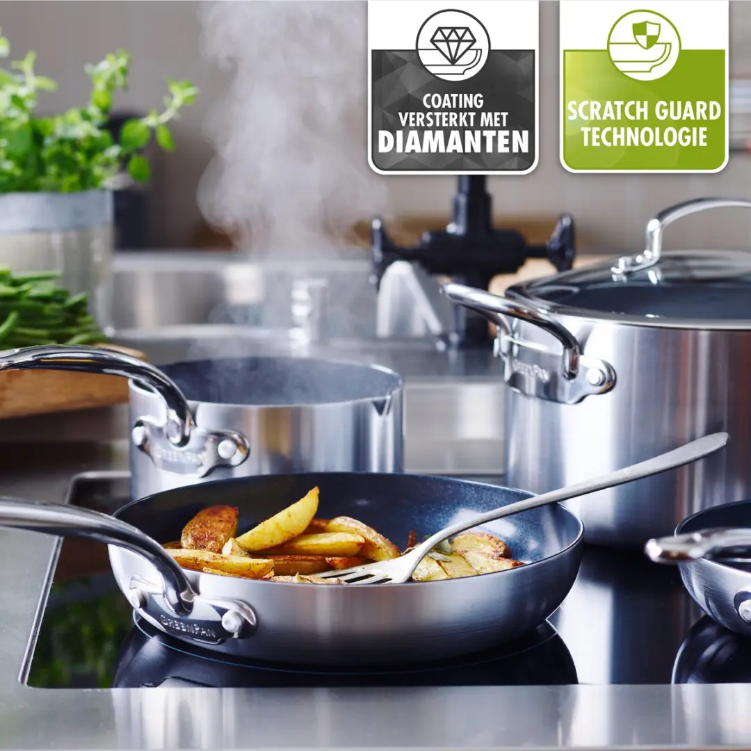 GreenPan Barcelona Evershine Kookpot 24cm - 5.8L - Zilver