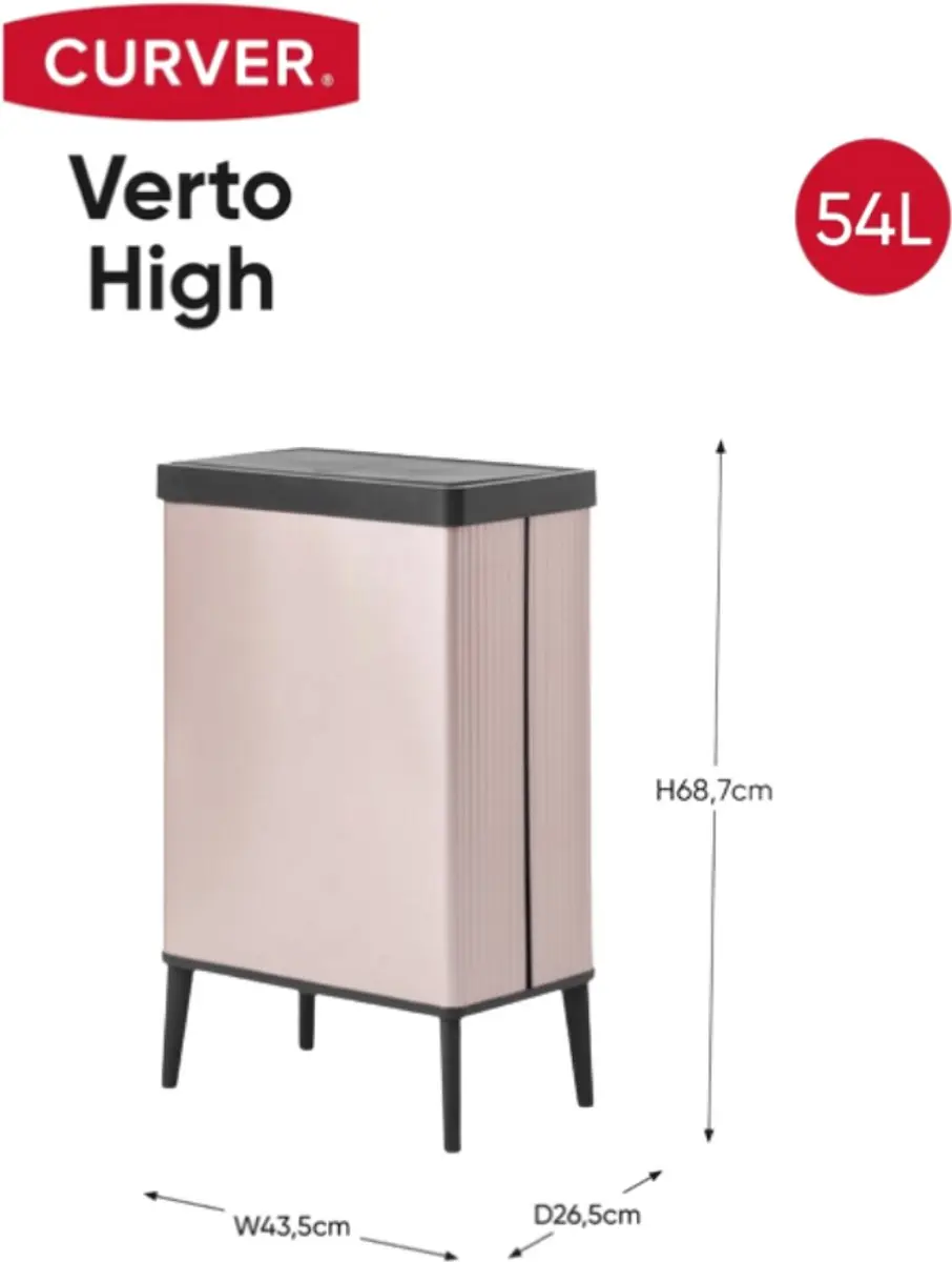 Curver Verto High Prullenbak 54L - Roze