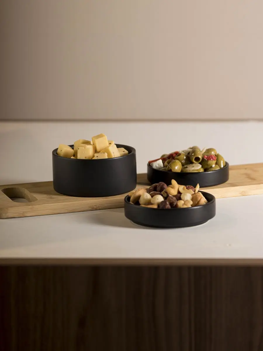 Gusta Tapasschaaltjes - Zwart - Ø10cm - 3 Stuks