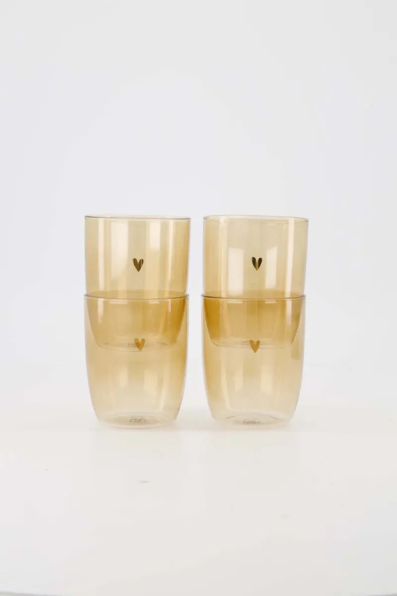 Zusss Cadeauset Drinkglazen - 4 Stuks - Oker