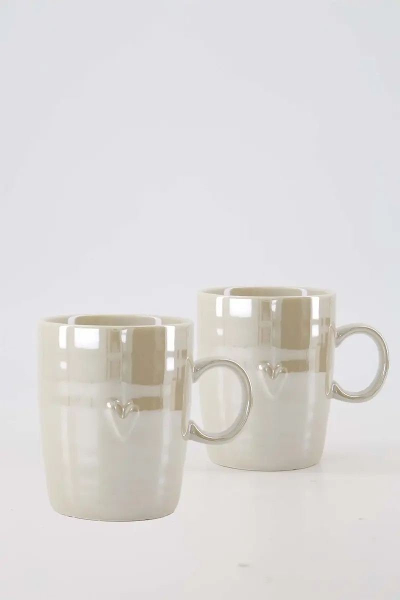 Zusss Cadeauset 2 Theemokken Hartje Parelmoer Zand