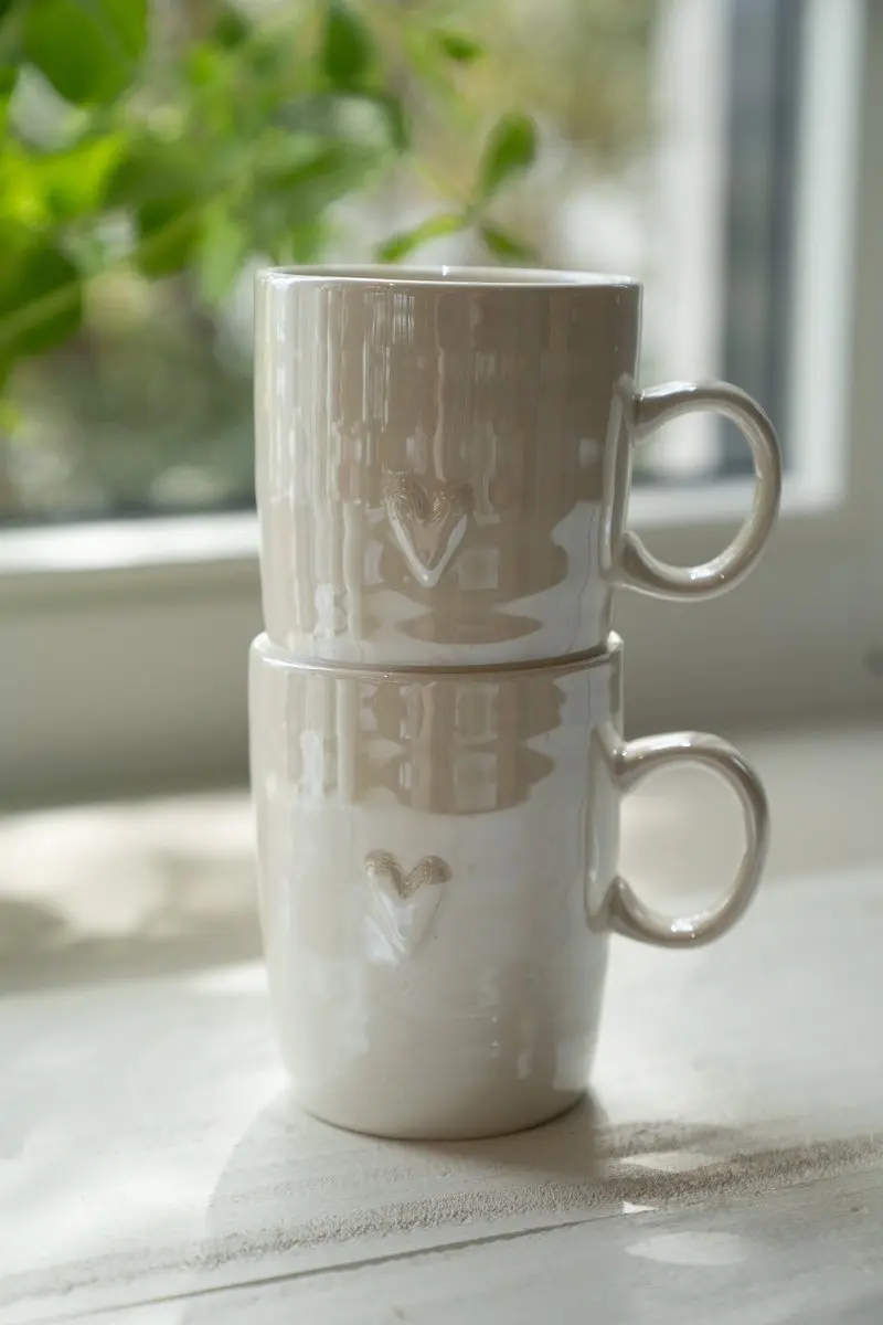 Zusss Cadeauset 2 Theemokken Hartje Parelmoer Zand