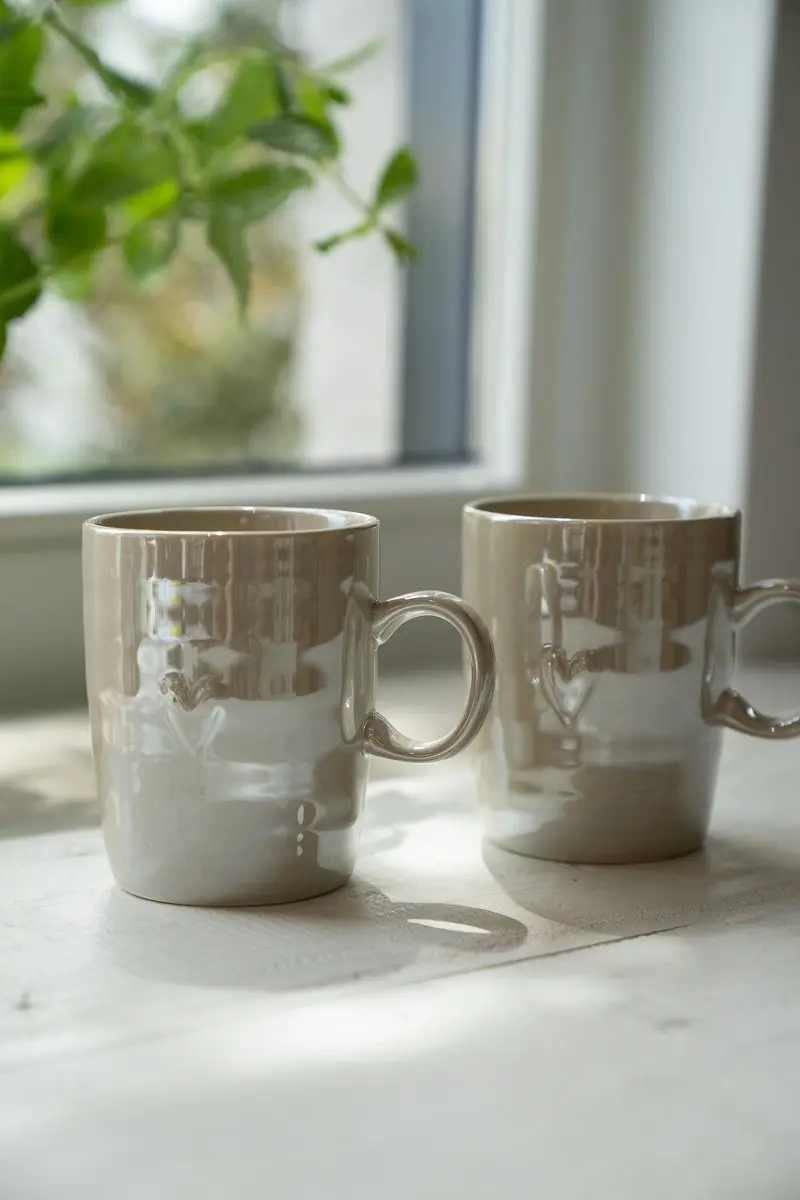 Zusss Cadeauset 2 Theemokken Hartje Parelmoer Zand