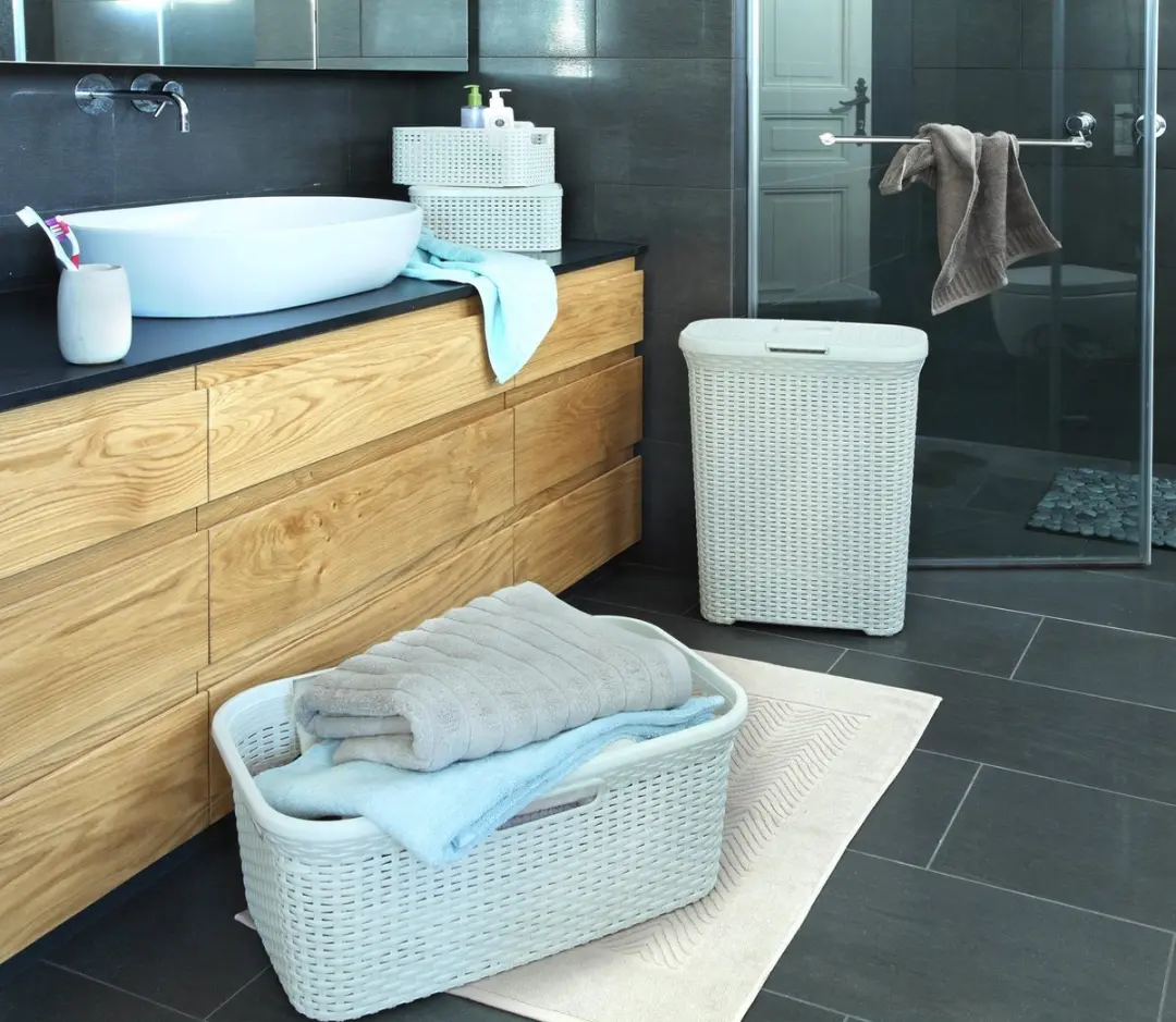 Curver Style Wasmand 45L - 2 Vakken - Wit - afbeelding 6 van 6