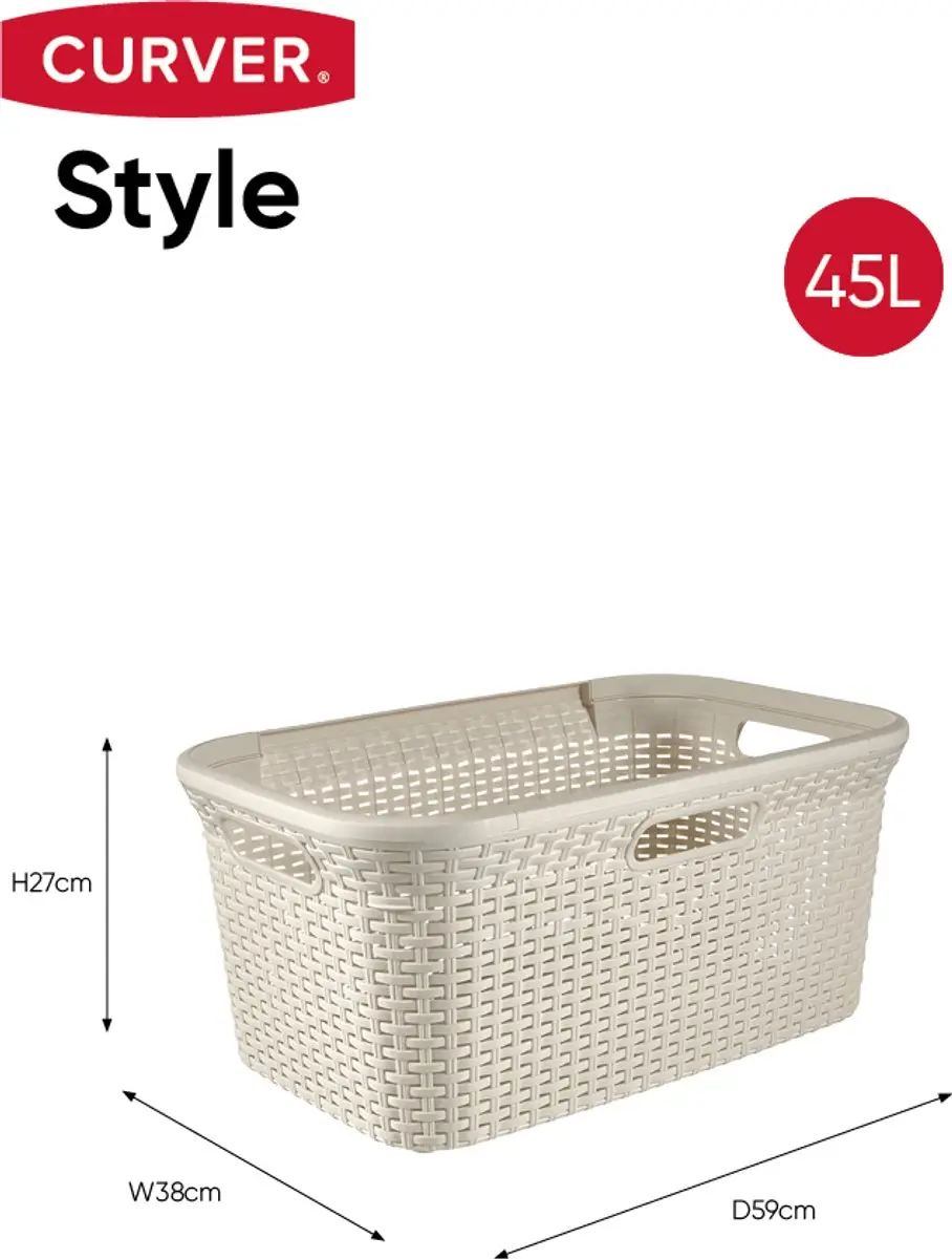 Curver Style Wasmand 45L - 2 Vakken - Wit