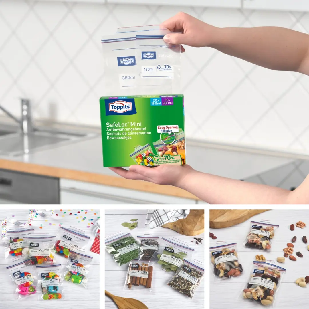 Toppits Mini-Zipzakjes 150/380ml - 40 Stuks - Multicolor