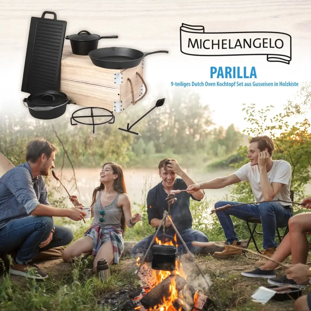 Michelangelo Dutch Oven Parilla Gietijzer - 6 Stuks - Zwart