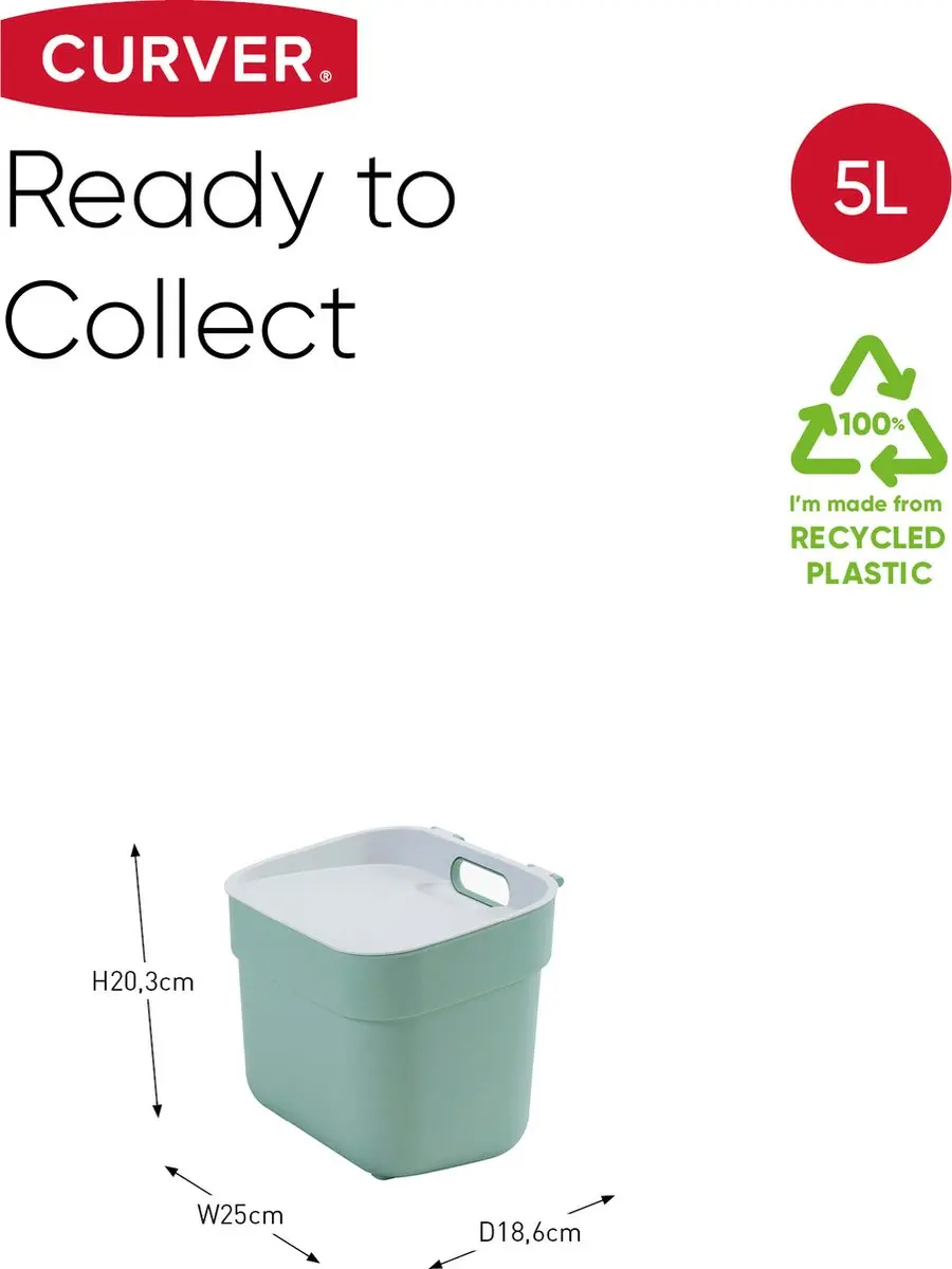 Curver Ready to Collect Prullenbak 5L - Groen/Lichtgrijs