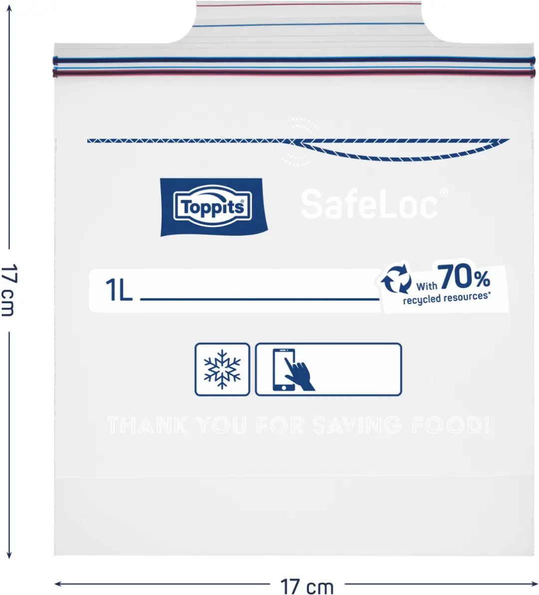 Toppits Safeloc Diepvrieszakken 1L - 20 Stuks