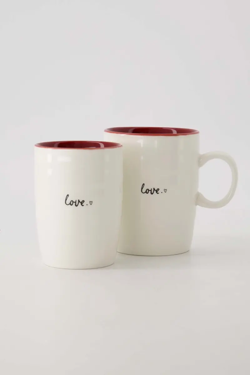 Zusss Koffiemok Love - Wit/Rood - 1 Stuk