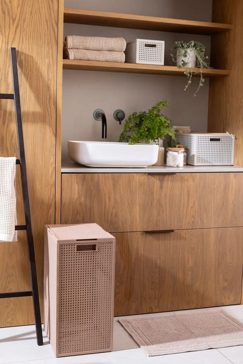 Curver Kaya Wasmand met deksel 60L - 38x29x58,5cm - Warm Taupe