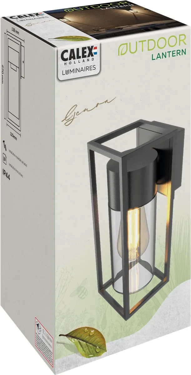 Calex LED Wandlamp Genoa E27 - IP44 Zwart