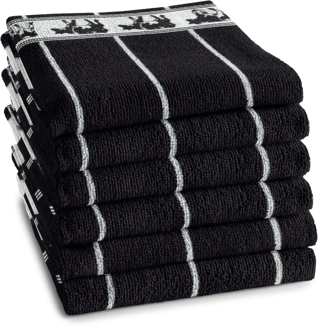 DDDDD Keukendoek Zwart - Set van 6 - 50x55cm