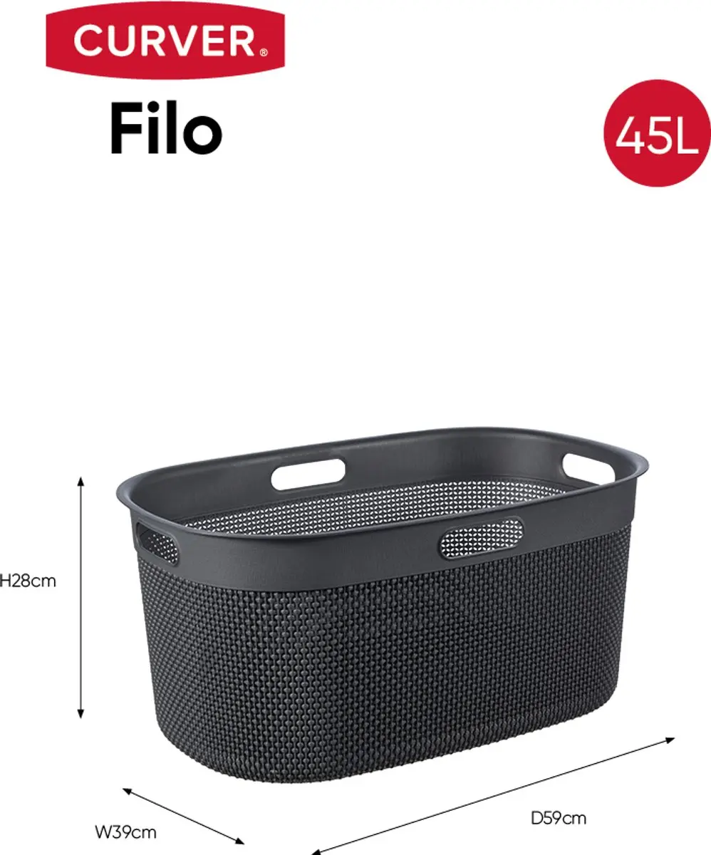 Curver Filo Wasmand Set 100L - 2x 45L/55L Antraciet