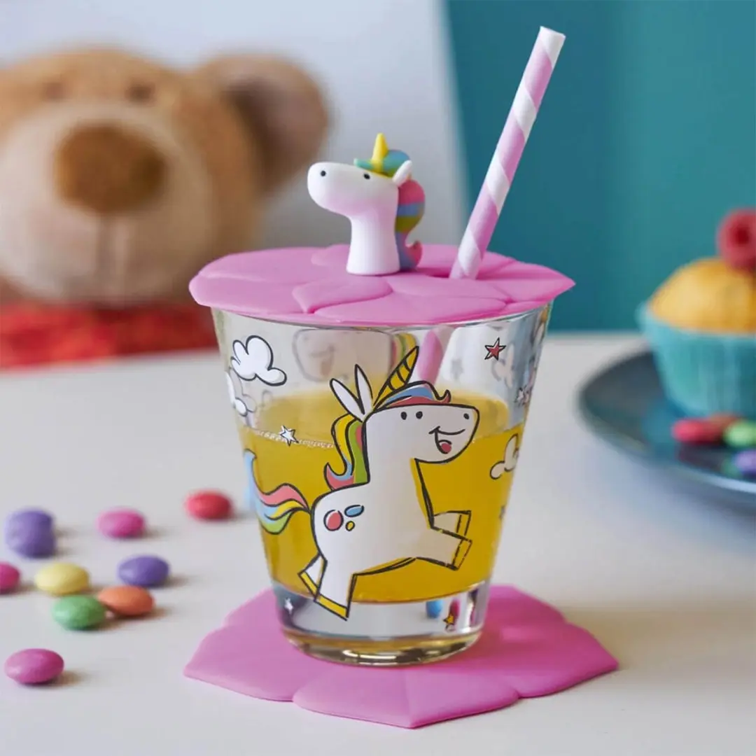 Leonardo Bambini Drinkglas Deksel Eenhoorn - Roze