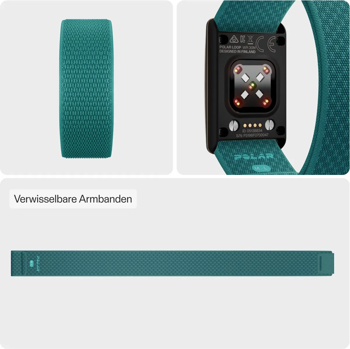 Polar Loop SoftWeave Horlogeband Nordic Teal - S/M & M/L