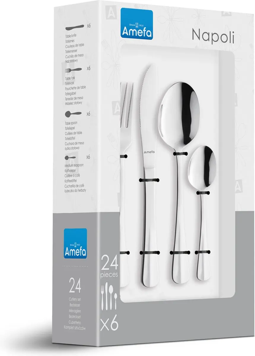 Amefa Napoli Bestekset 24-delig - 6 Personen - Zilver