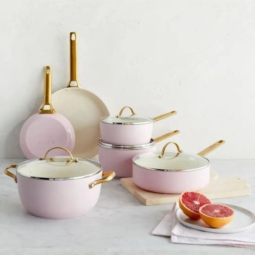 GreenPan Padova Pannenset CC005370-001 - 10-delig - Ø18-28cm - Roze - afbeelding 6 van 6
