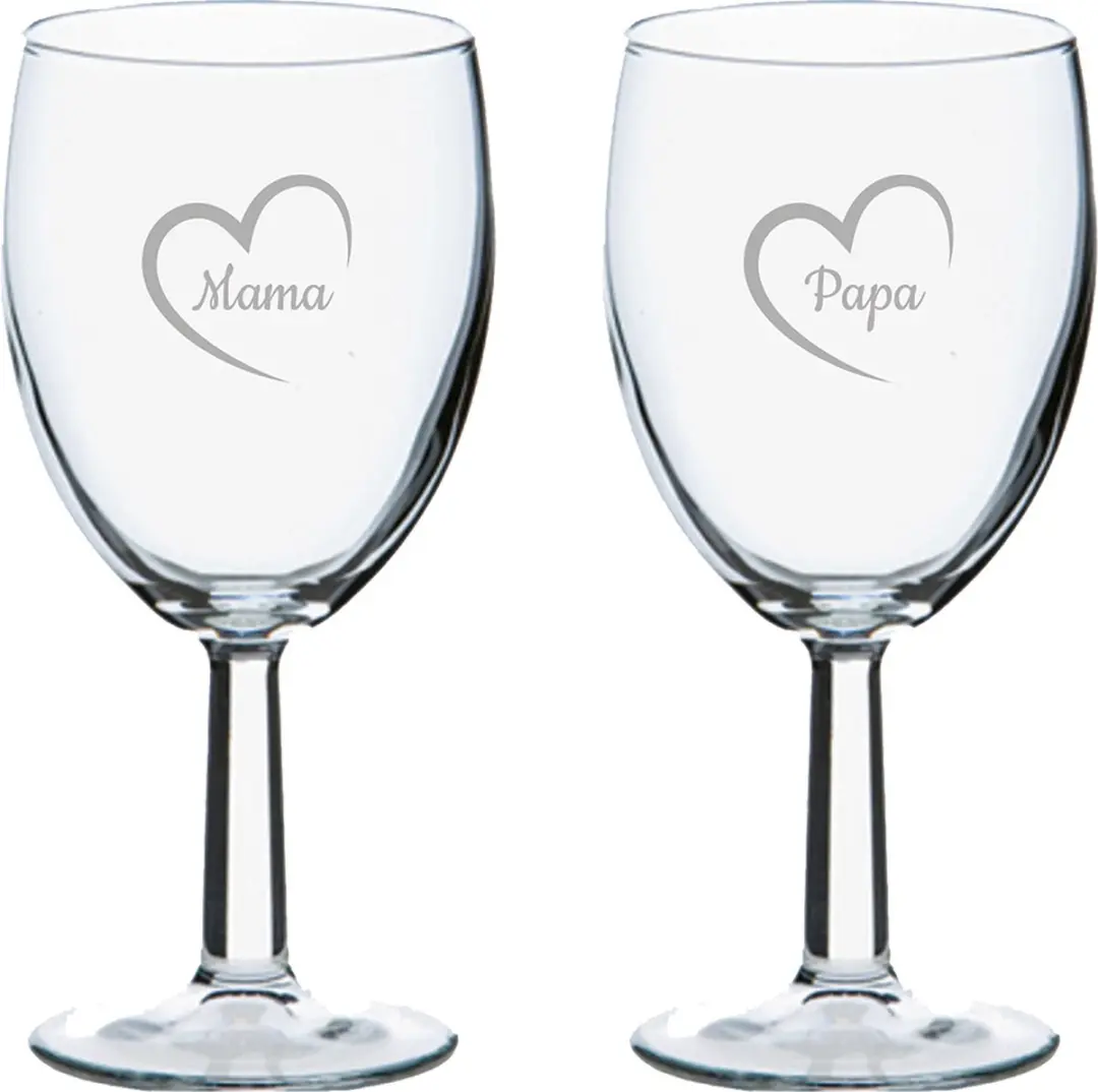 Royal Leerdam Gegraveerd Wijnglas Mama & Papa met Hartje