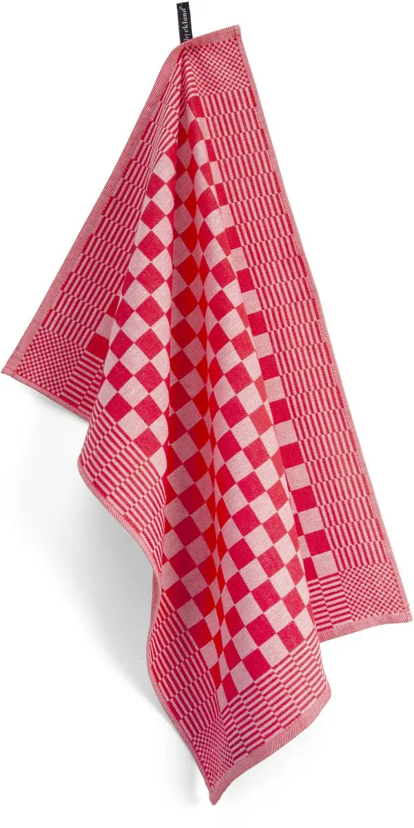BYRKLUND Theedoek Clean & Tidy Rood - 12 Stuks 100% Katoen 50x70cm
