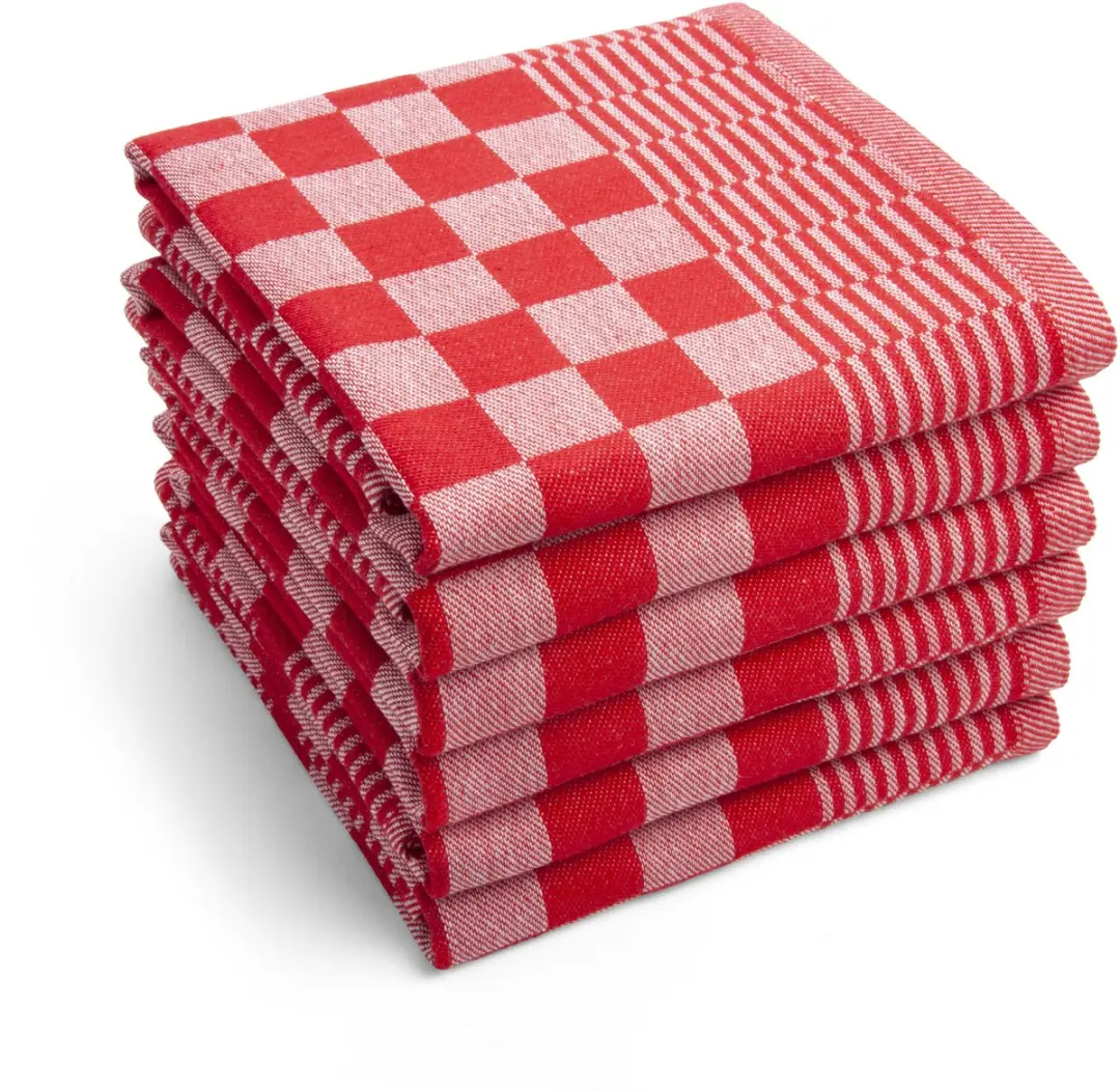 BYRKLUND Theedoek Clean & Tidy Rood - 12 Stuks 100% Katoen 50x70cm