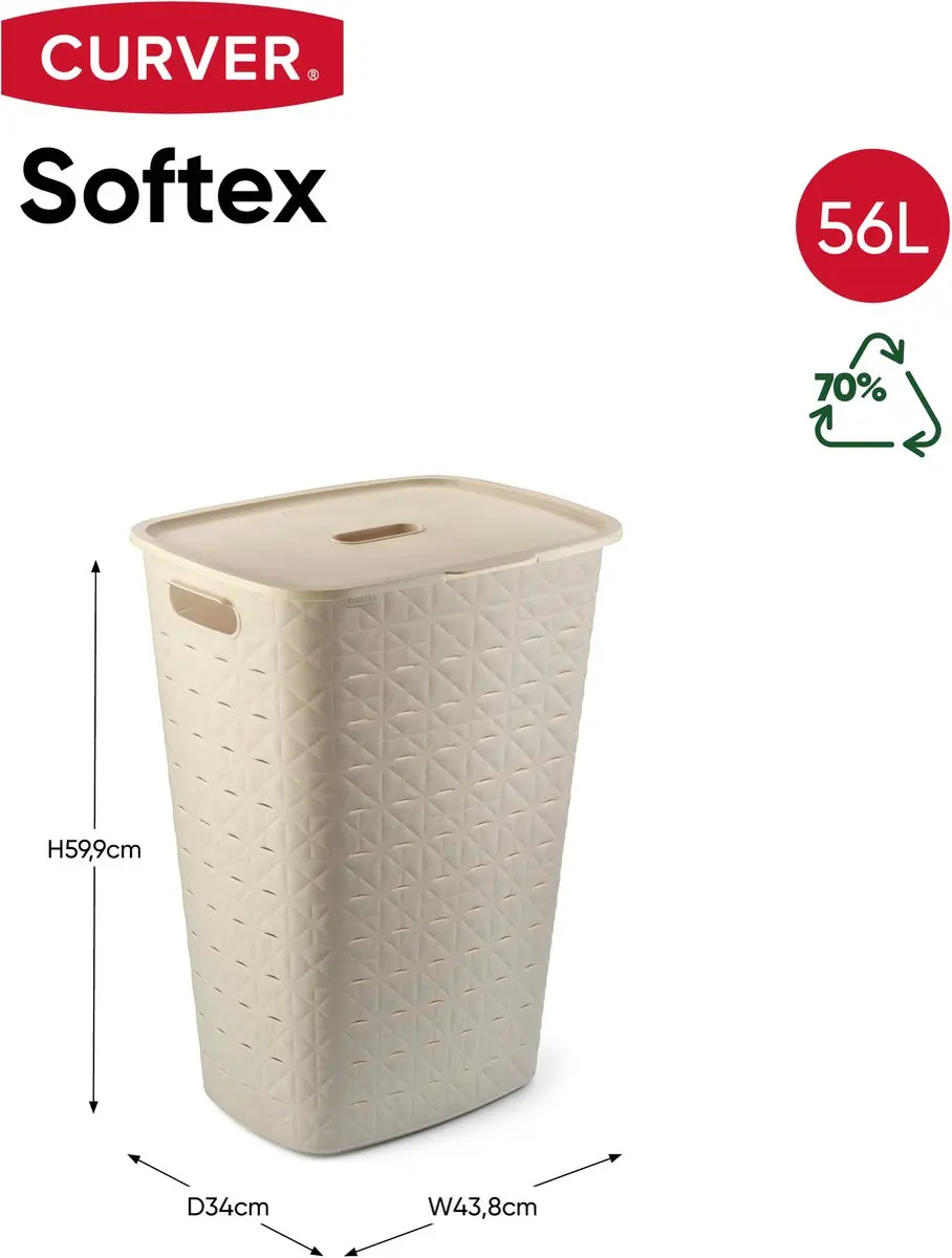 Curver Softex Wasbox 56L - 2 Vakken - Beige