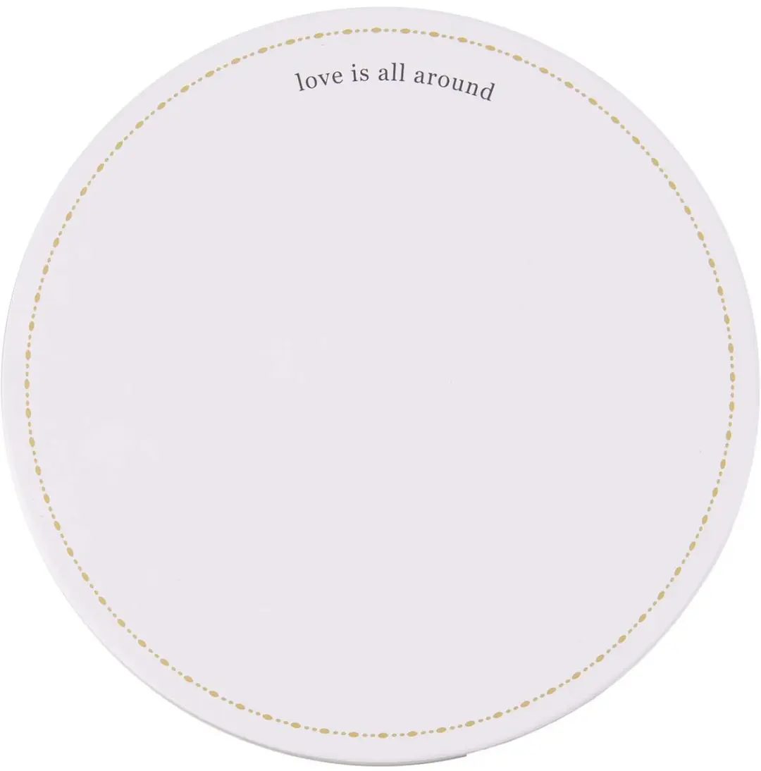 Zusss Koekblik Streep Hartje Love Is All Around - 15cm - Wit/Oker