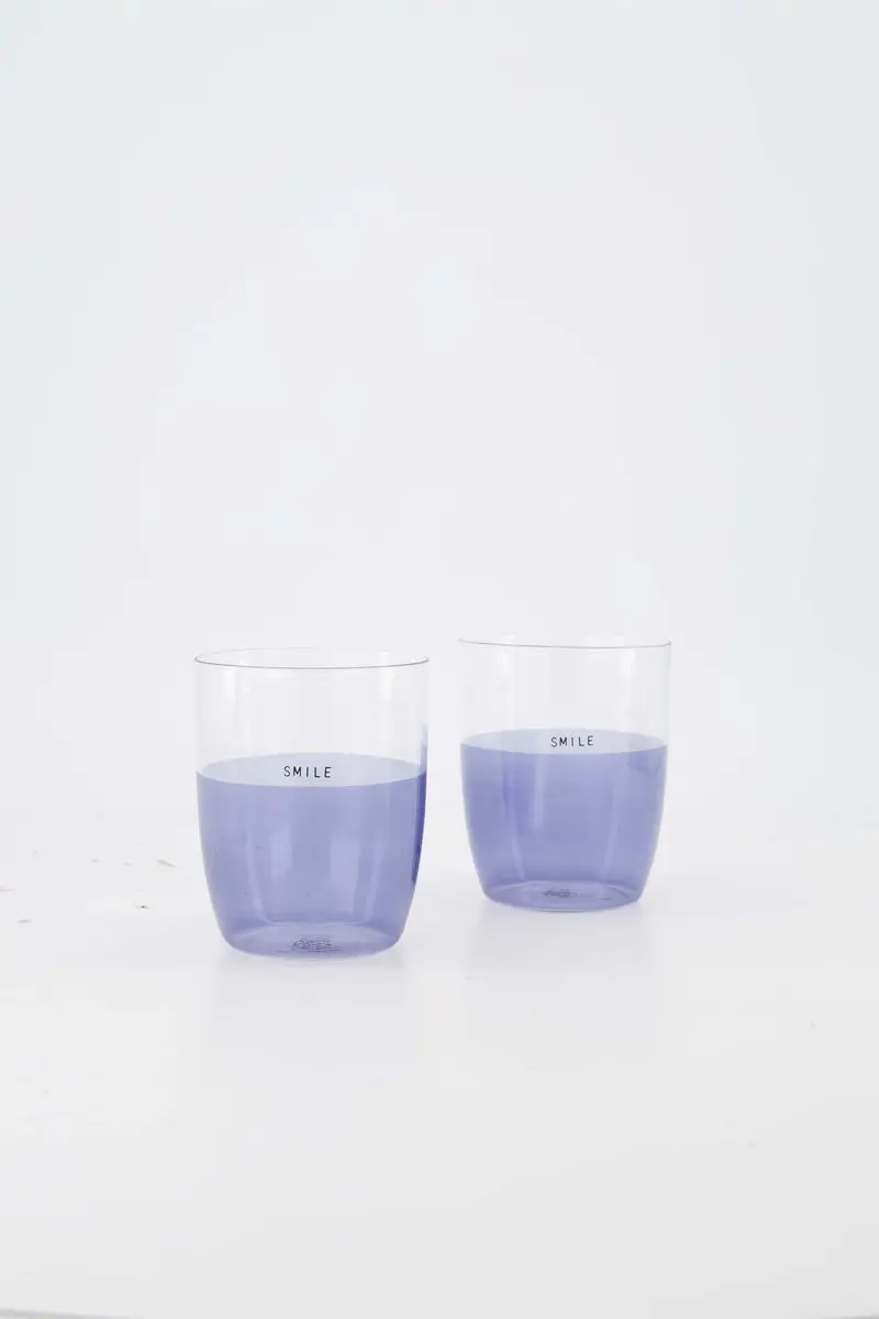 Zusss Set Van 2 Drinkglazen Smile Light Blue