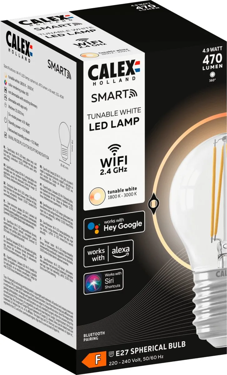 Calex Slimme LED P45 E27 4.9W - Helder - 1800K