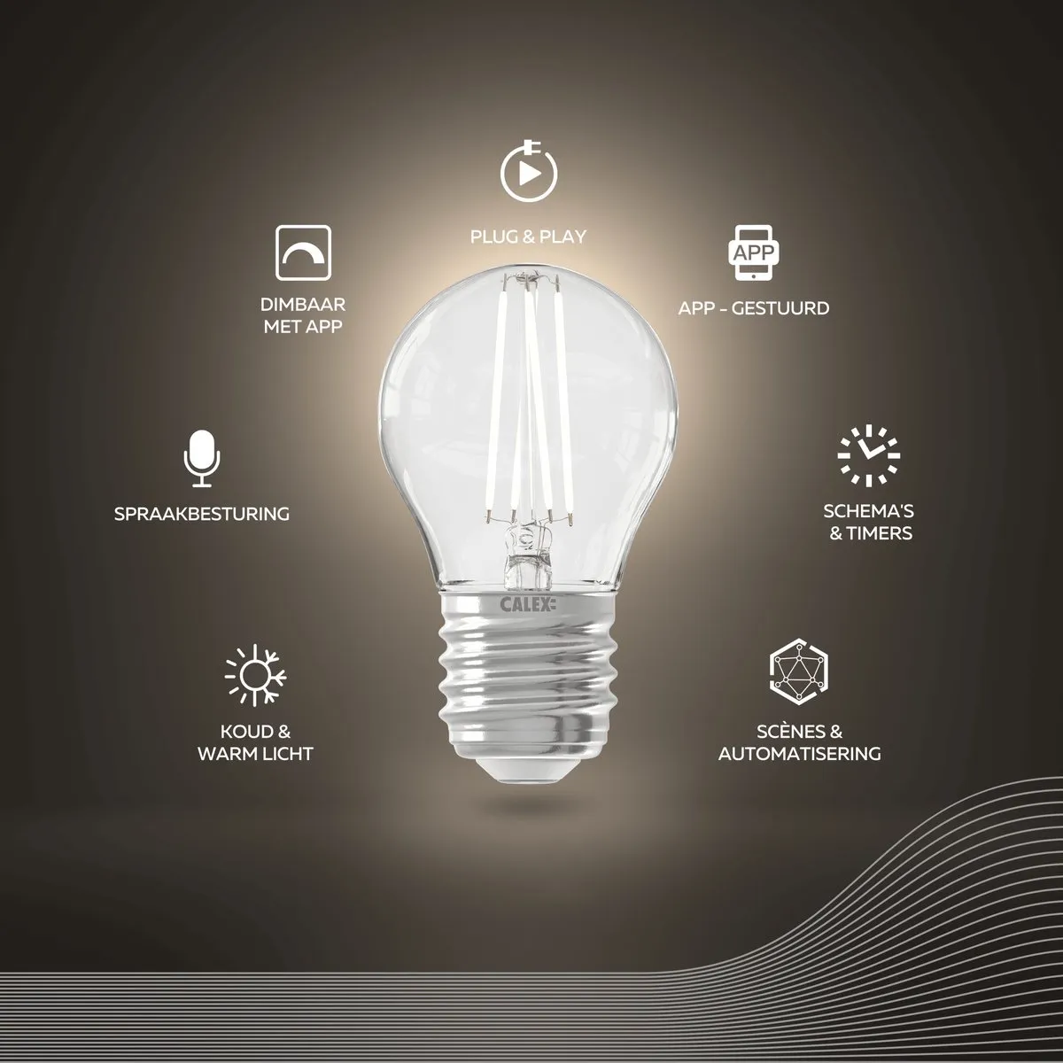 Calex Slimme LED P45 E27 4.9W - Helder - 1800K - afbeelding 6 van 6