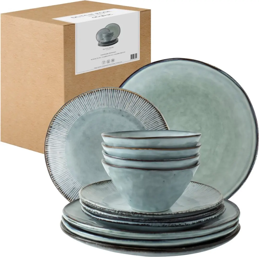 Dutch Rose Organic Giftset Blauw - 12-delig Servies - afbeelding 6 van 6