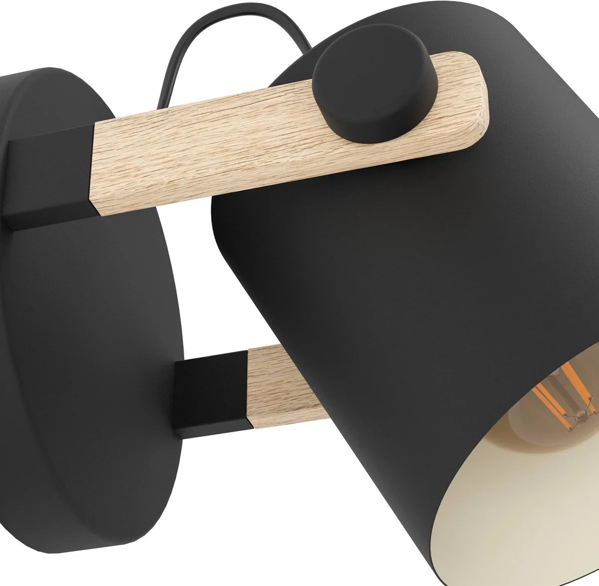 Eglo Hornwood Wandlamp E27 - Ø17cm - Hout/Zwart