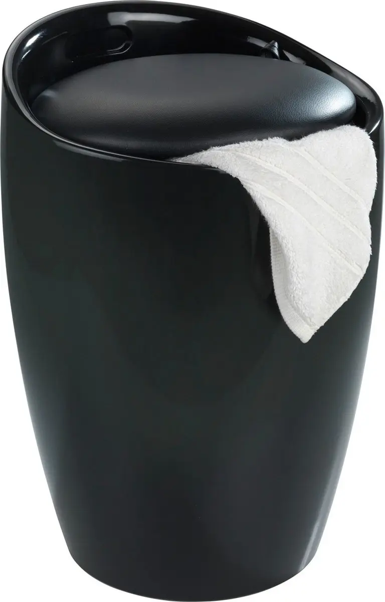 Wenko Badkamer Stoel & Wasmand Candy - 20L - Zwart