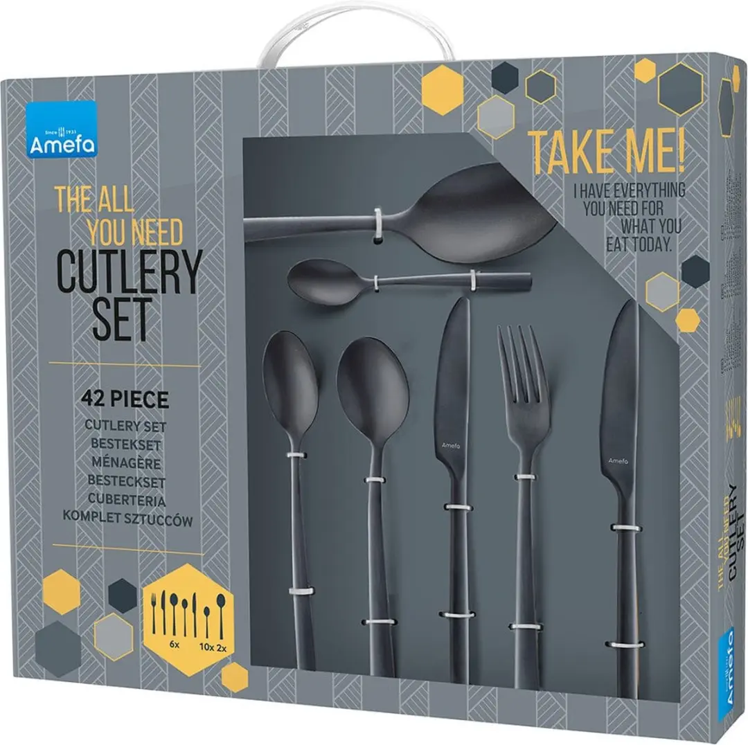 Amefa Manille Bestekset 42-delig - 6 Personen - Mat Zwart