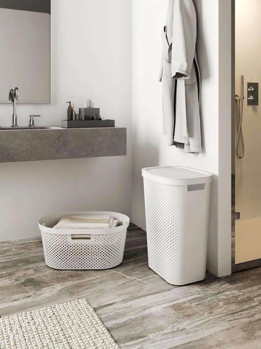 Curver Infinity Recycled Wasmand met deksel 60L - Wit