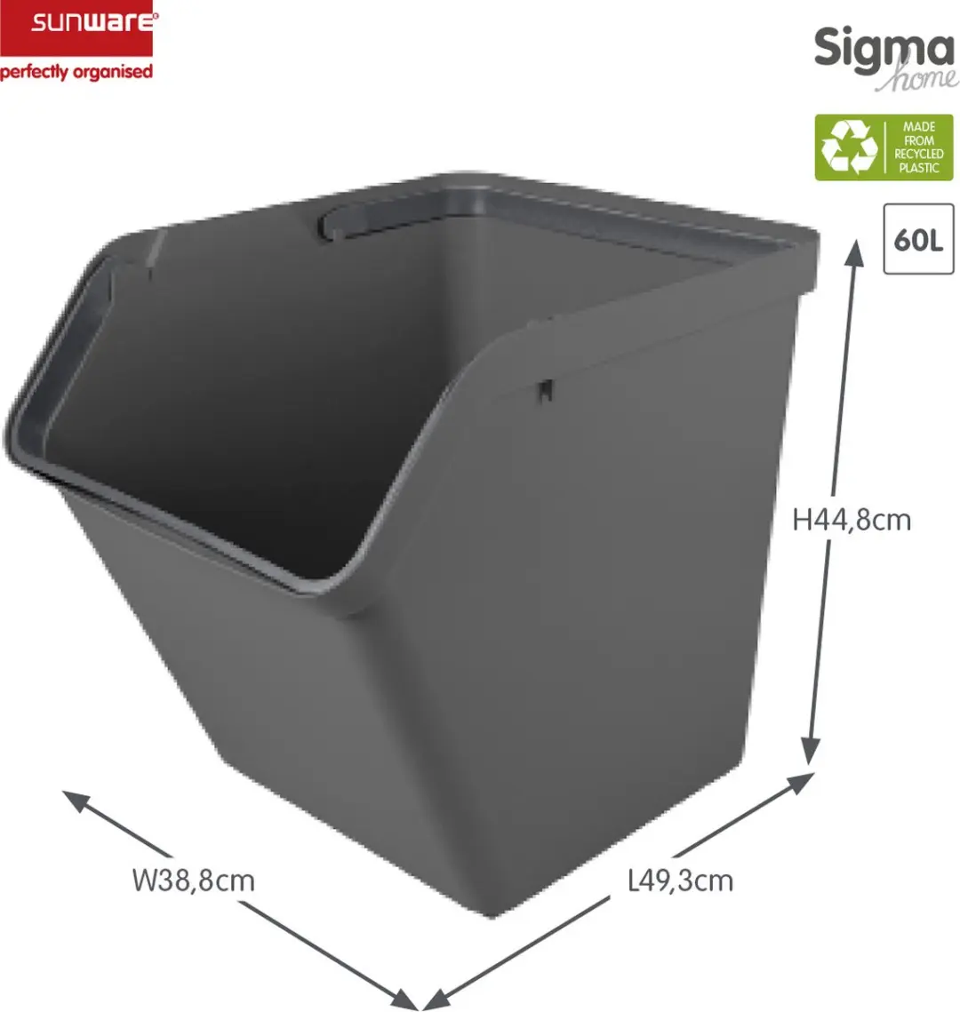 Sunware Sigma Home Prullenbak Stapelbaar 60L
