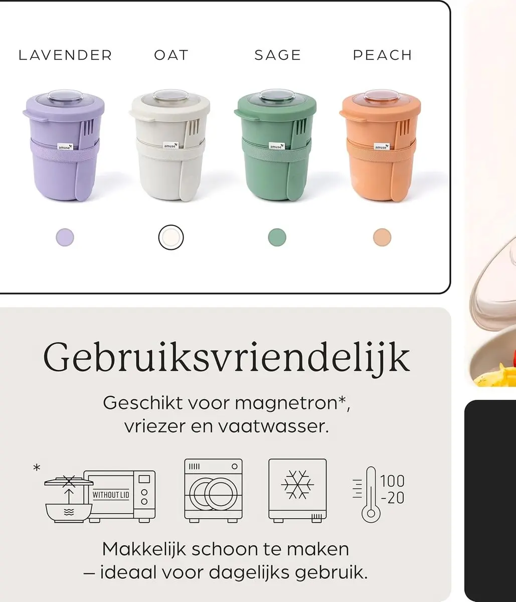 Amuse Tylla Duo Oat Lunchbox 5-delig - 150ml + 450ml - Beige