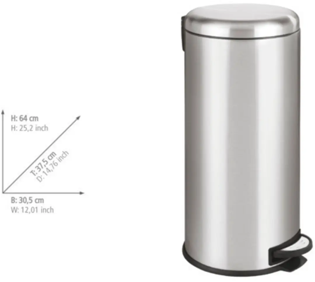 Wenko Pedaalemmer Leman 30L RVS Mat - 30.5cm