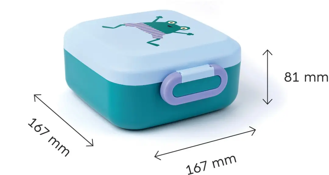 Amuse Rikko Kids Frog Bento Lunchbox - 550ml + 2x185ml - 3 Compartimenten