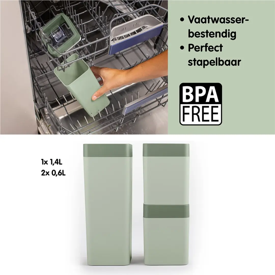 Sunware Sigma Home Voorraadbussen Set 0,6L+1,4L - 2 Stuks - Groen