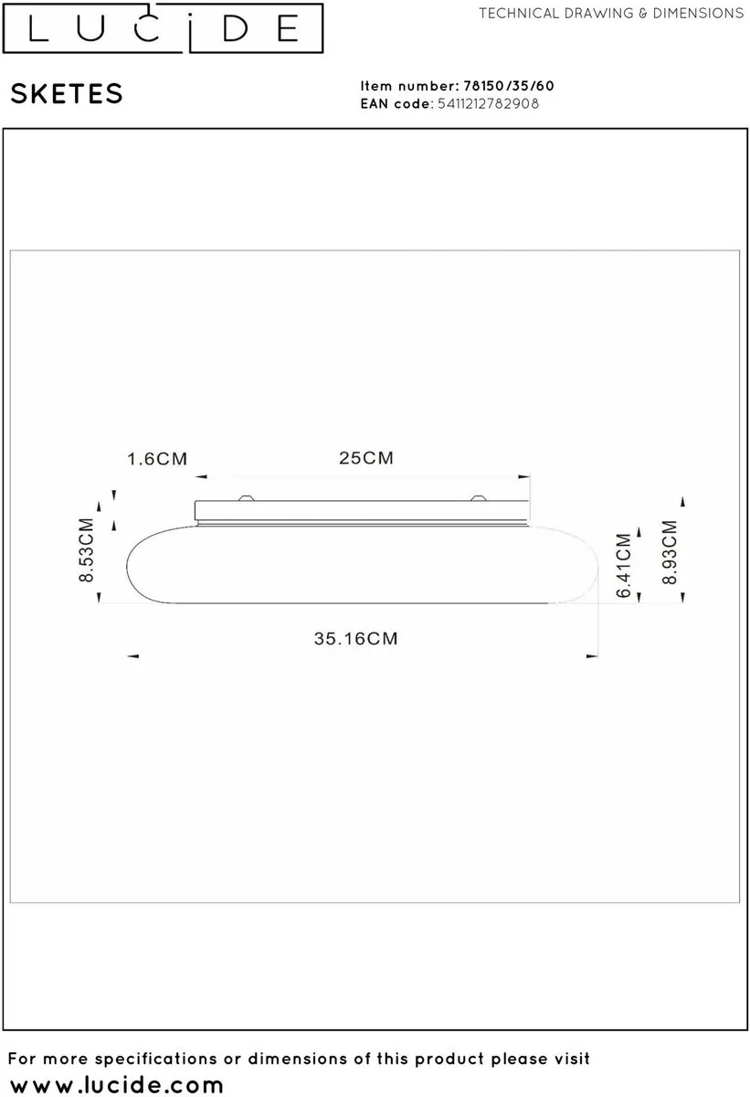 Lucide SKETES Plafonnière Ø35cm - LED Dimbaar 2700K/5000K - Transparant
