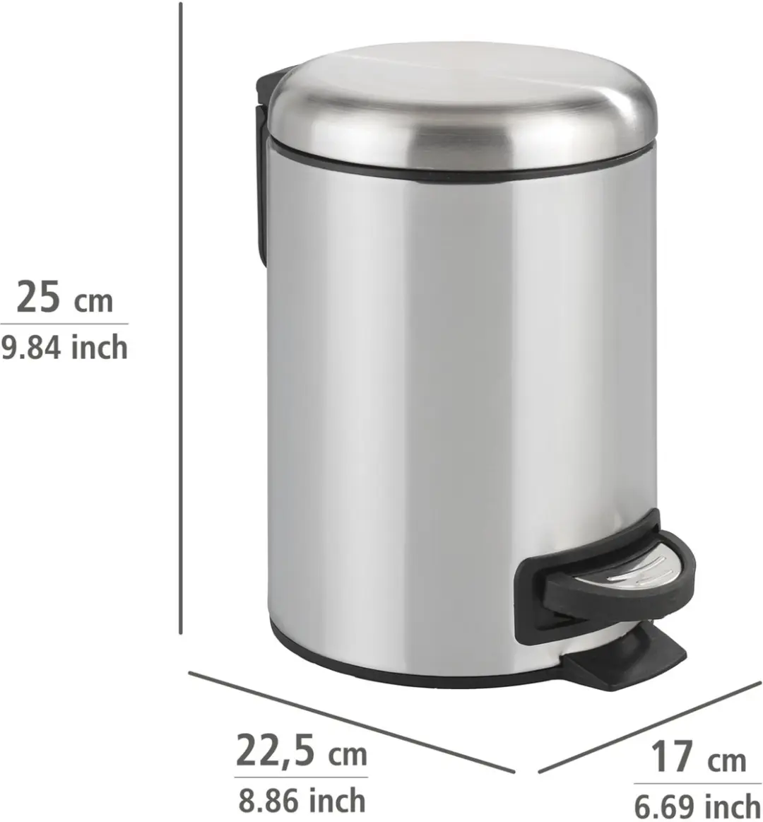 Wenko Leman 3L Pedaalemmer RVS mat - 3 liter