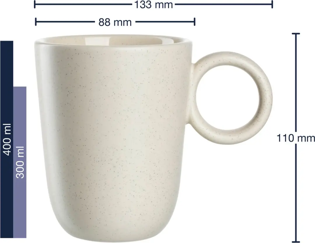 Leonardo Roma Mokken 400ml - Set van 6 - Crème