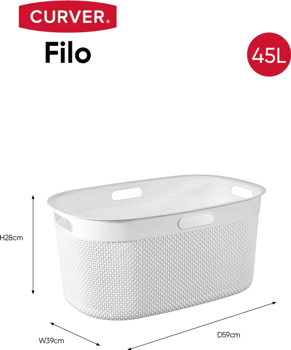 Curver Filo Wasmand 45L - 2-delig - Wit
