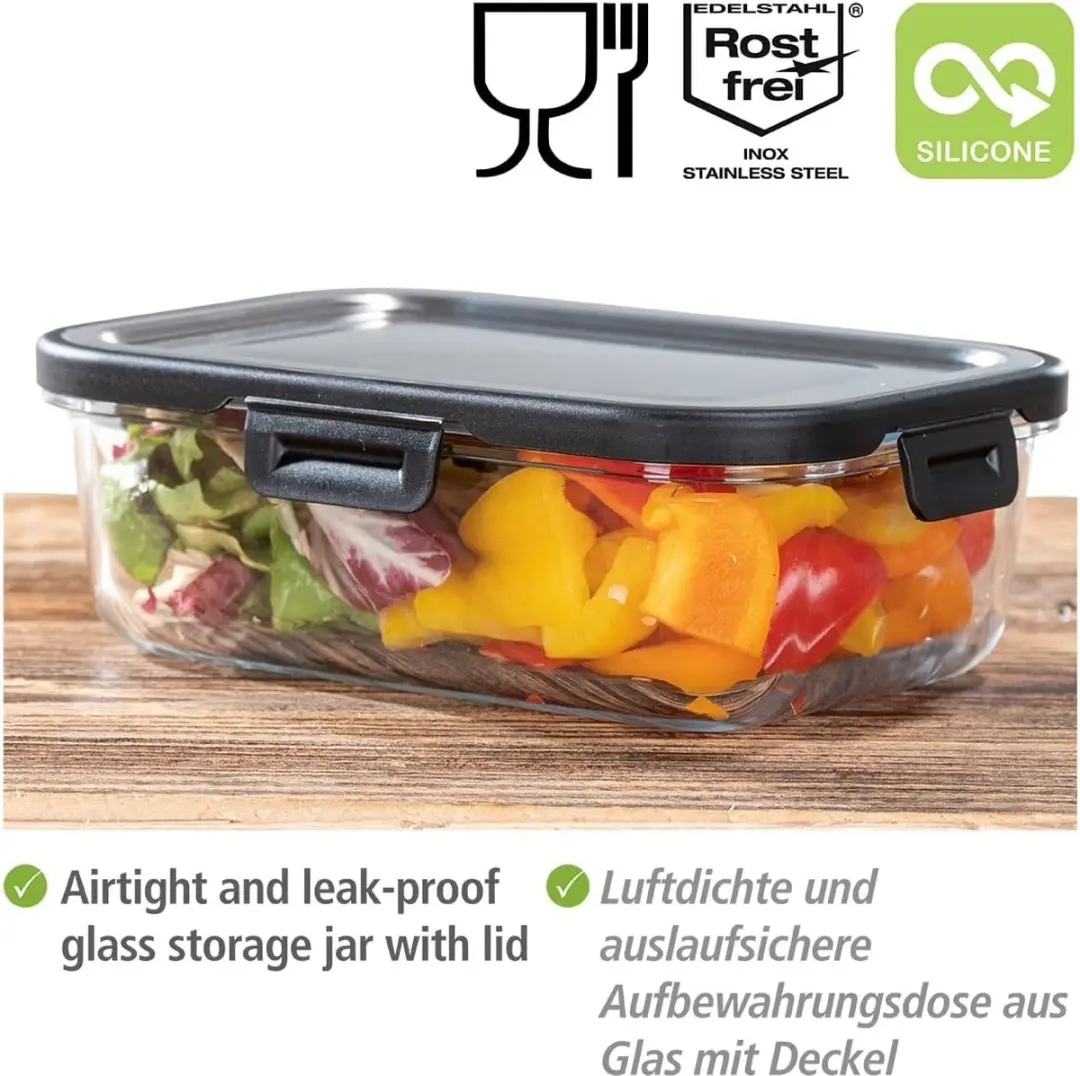Wenko Steel 1L Glazen Bewaarbak
