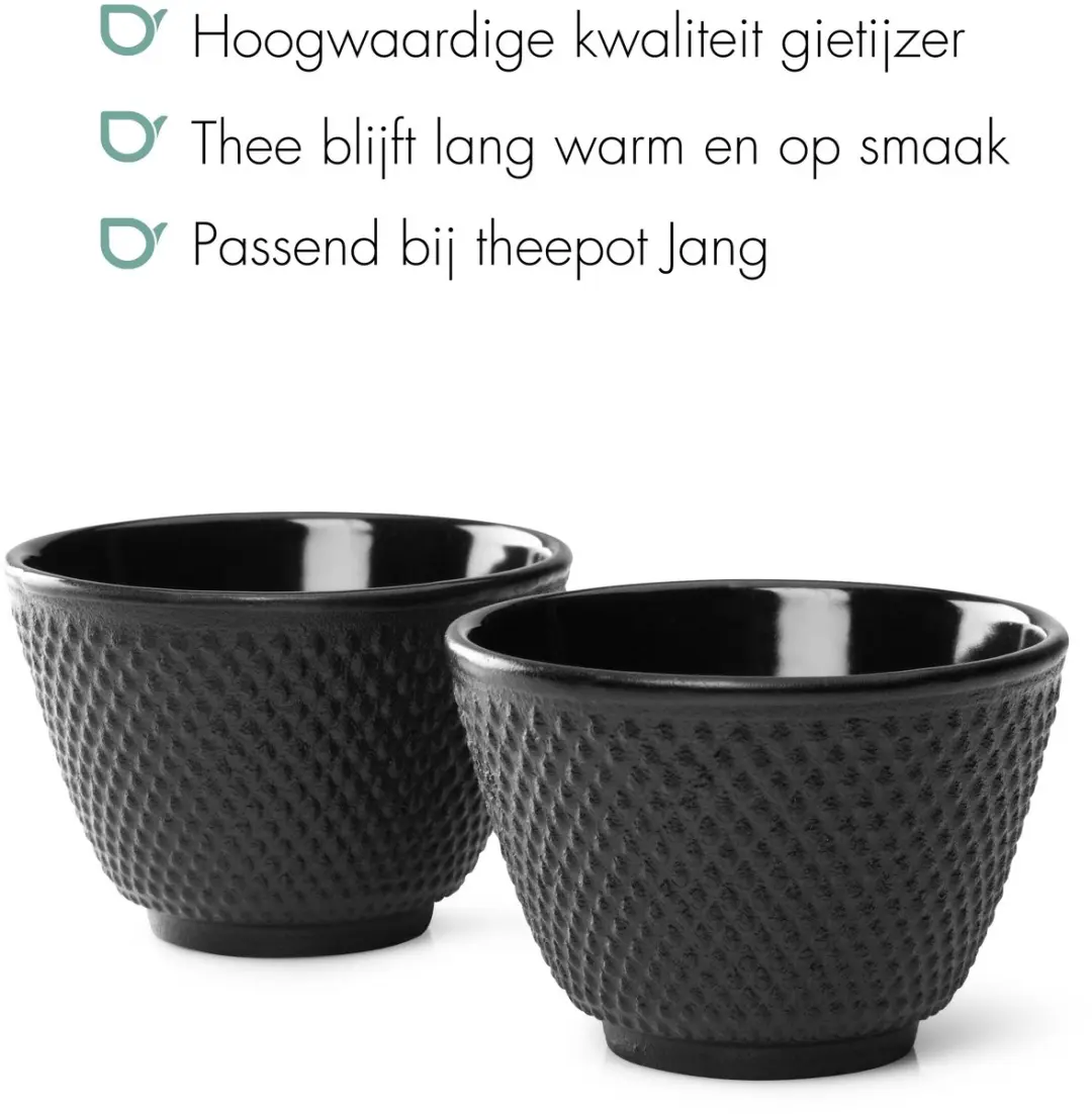 Bredemeijer Jang Kopjes Gietijzer - 2 Stuks - Zwart