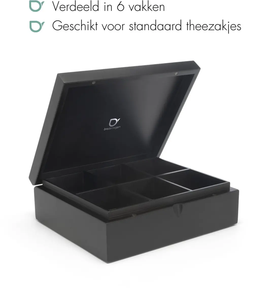 Bredemeijer Theedoos 6-vaks Bamboe - Zwart
